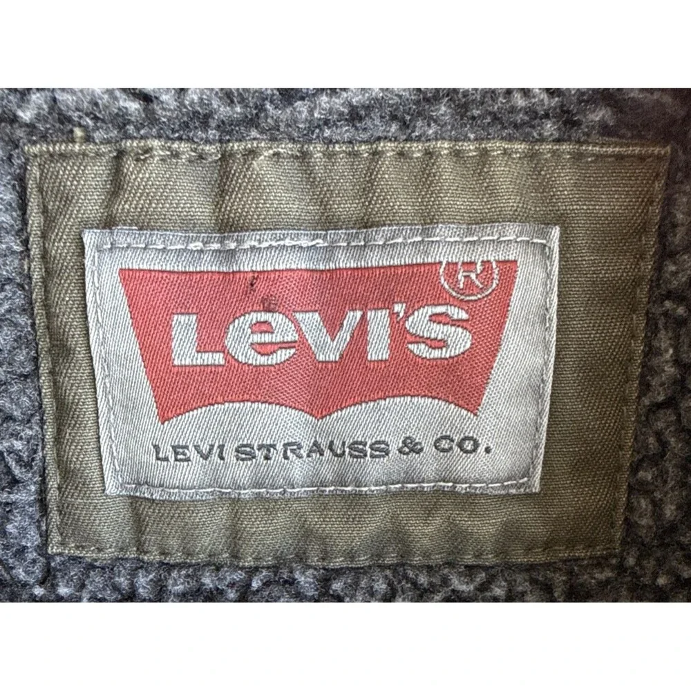 Levi’s Jacket Men’s L Green Canvas Military Hipster Sherpa Lined Full Zip Urban